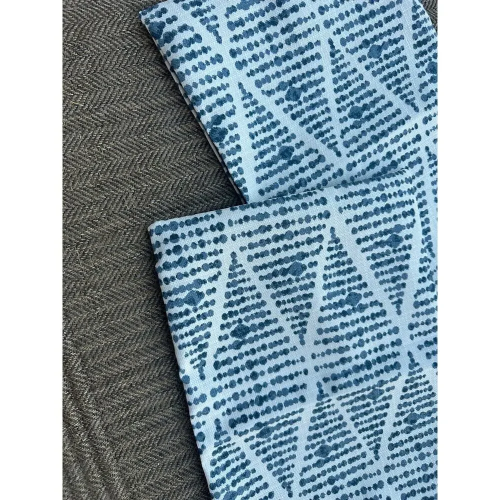 Set/2 outdoor pillow covers 12x18” blue white geometric handmade throw decor new